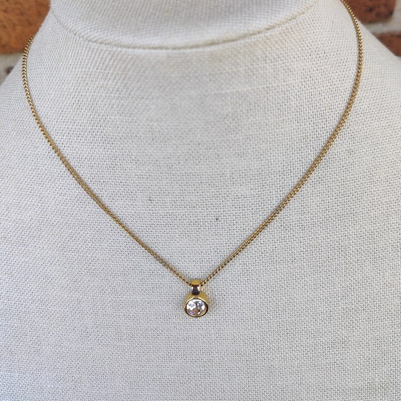Vintage Christian Dior solitaire Swarovski crystal pendant necklace - Picture 2 of 14